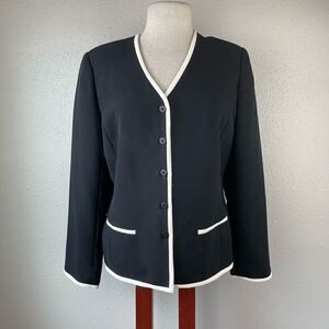 Maggy London Black and White Trim Dress Jacket Size 10 EUC